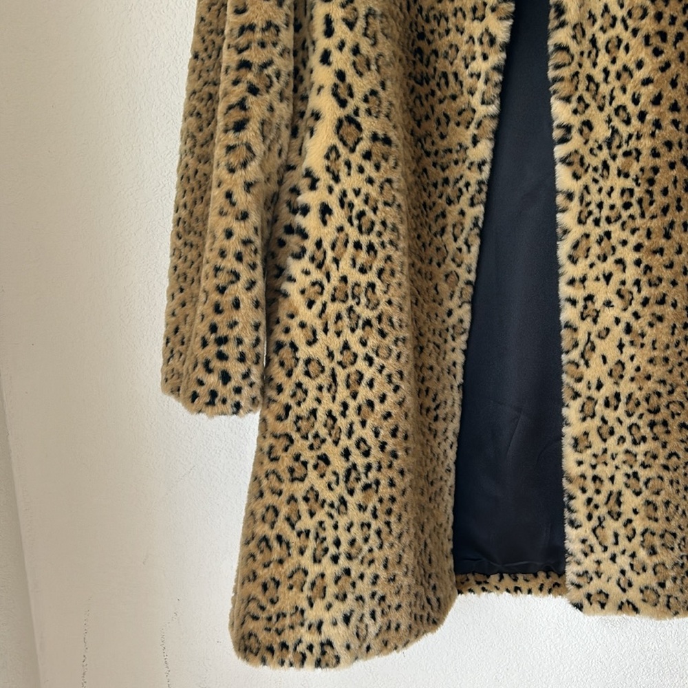 Worthington Faux Leopard Fur Coat Vegan Animal Friendly Lined Women's - Picture 4 of 11